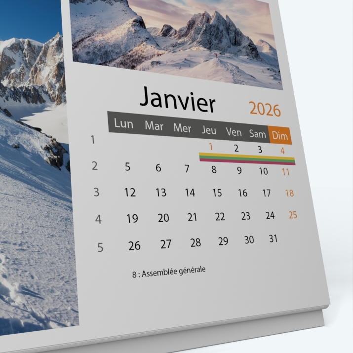 Calendrier de bureau PANO - Grille calendaire personnalisable