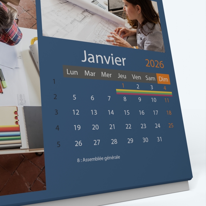 Calendrier de bureau PANO - Grille calendaire personnalisable