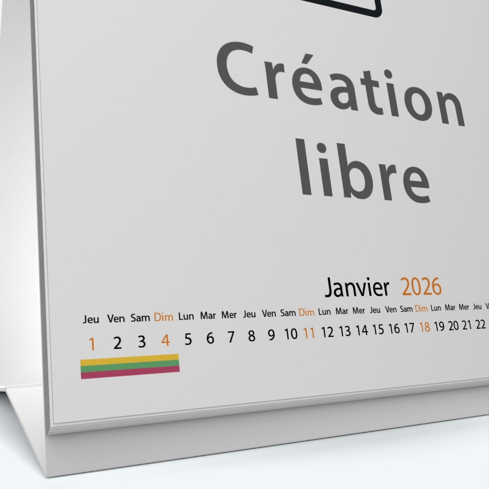 Calendrier de bureau CARRE - Grille calendaire personnalisable