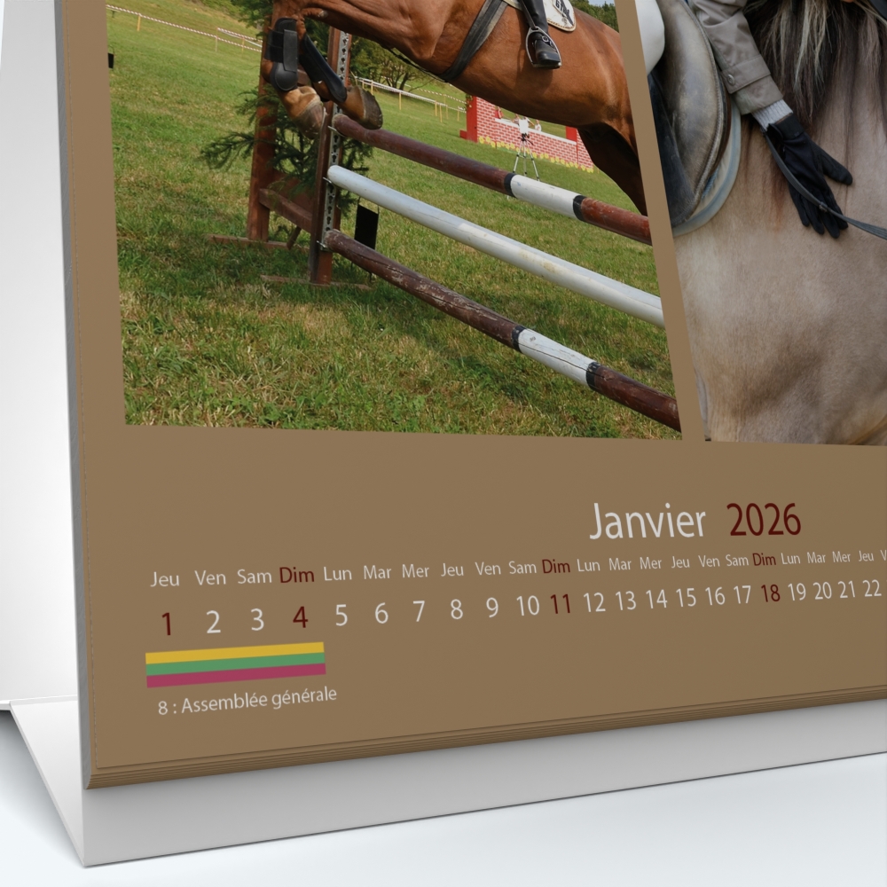 Calendrier de bureau CARRE - Grille calendaire personnalisable