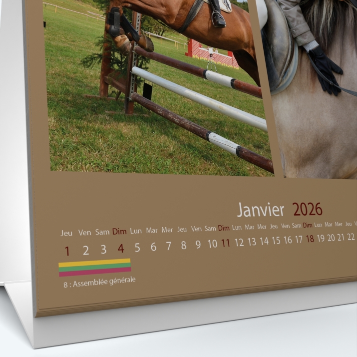 Calendrier de bureau CARRE - Grille calendaire personnalisable