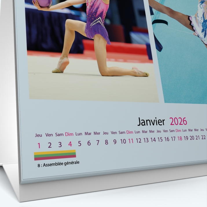 Calendrier de bureau CARRE - Grille calendaire personnalisable