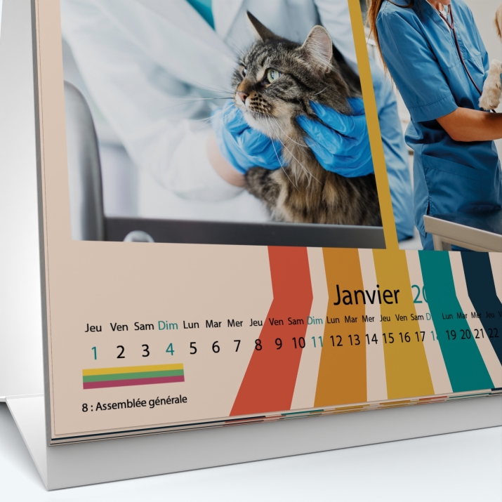 Calendrier de bureau CARRE - Grille calendaire personnalisable