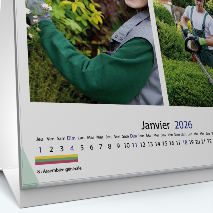 Calendrier de bureau CARRE - Grille calendaire personnalisable