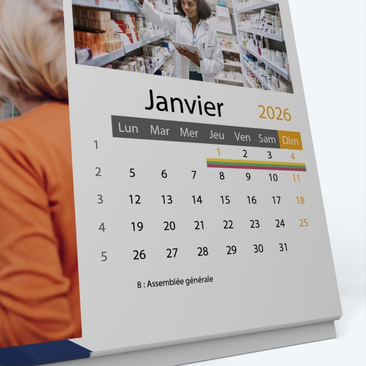 Calendrier de bureau PANO - Grille calendaire personnalisable