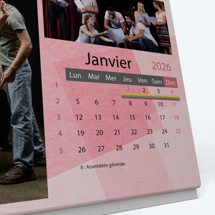 Calendrier de bureau PANO - Grille calendaire personnalisable