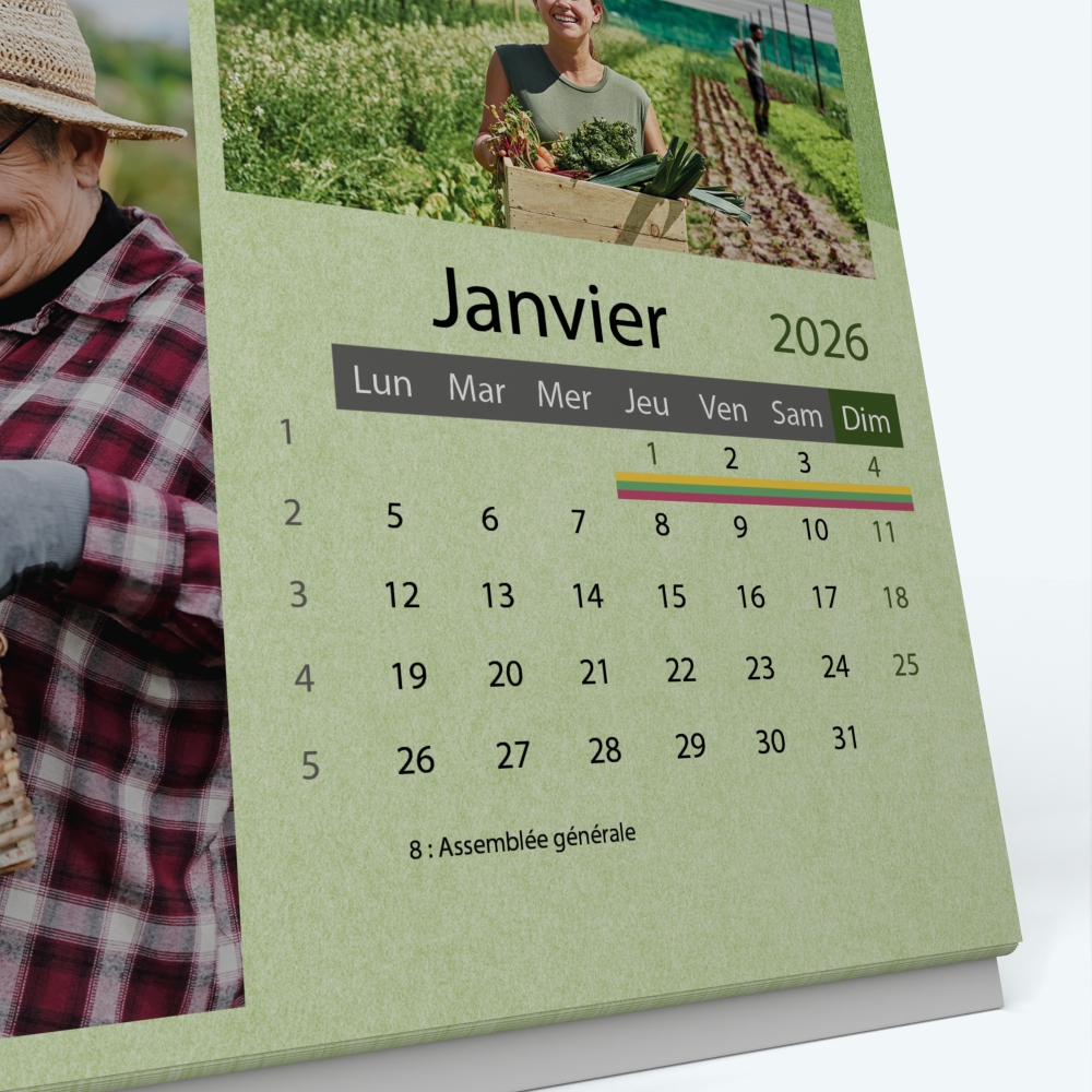 Calendrier de bureau PANO - Grille calendaire personnalisable