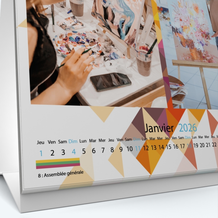 Calendrier de bureau CARRE - Grille calendaire personnalisable