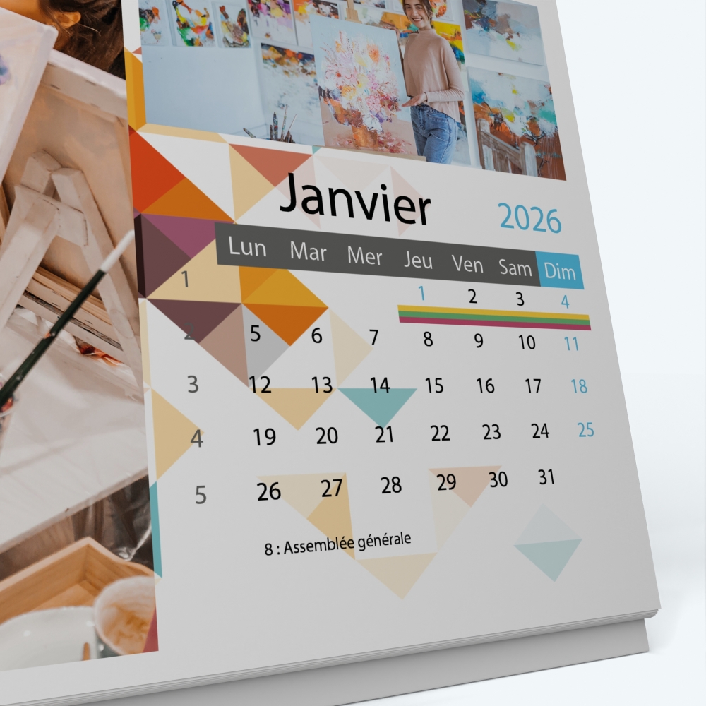 Calendrier de bureau PANO - Grille calendaire personnalisable