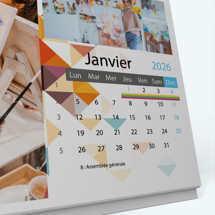 Calendrier de bureau PANO - Grille calendaire personnalisable