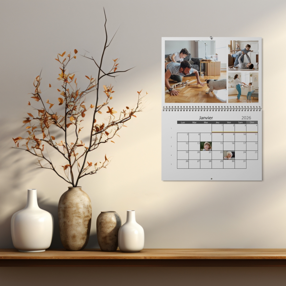 Calendrier photo mural double