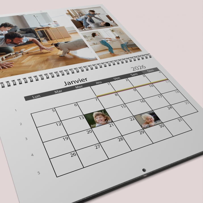 Calendrier photo mural double