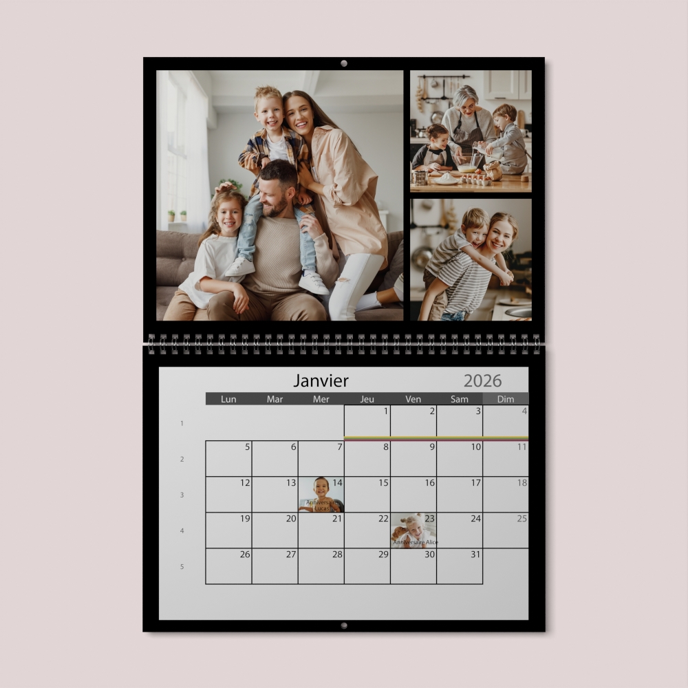 Calendrier photo mural double