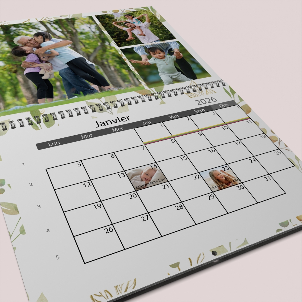 Calendrier photo mural double