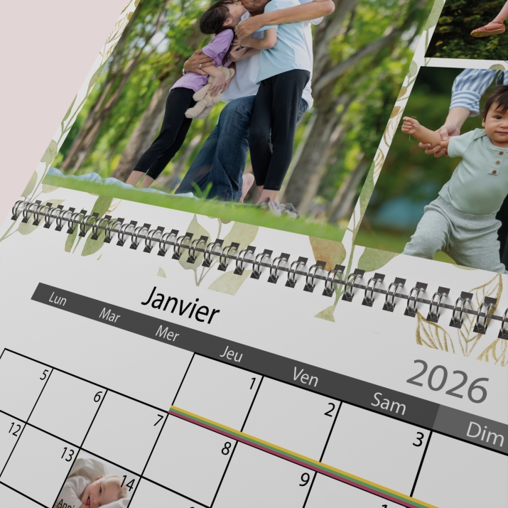 Calendrier photo mural double