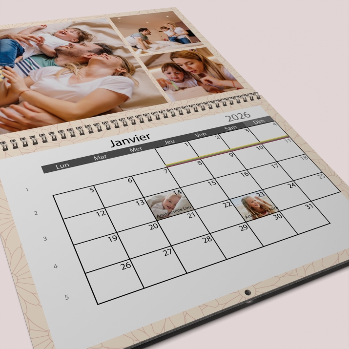Calendrier photo mural double