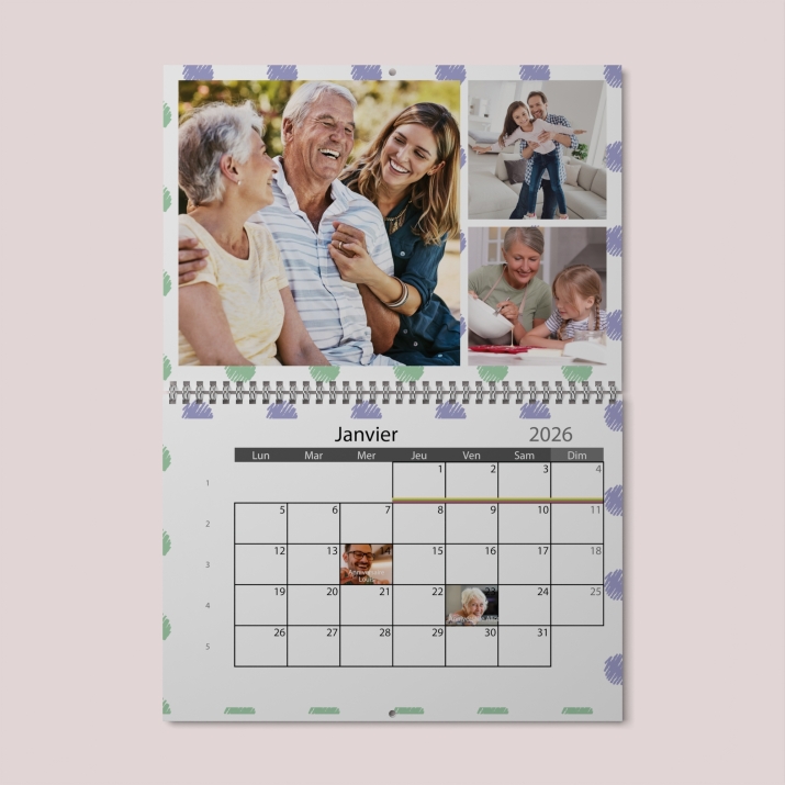 Calendrier photo mural double