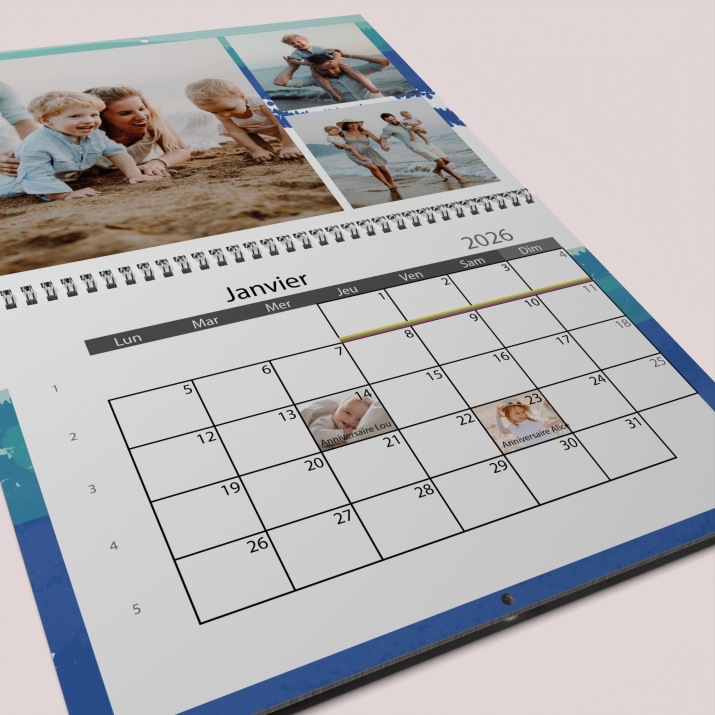 Calendrier photo mural double