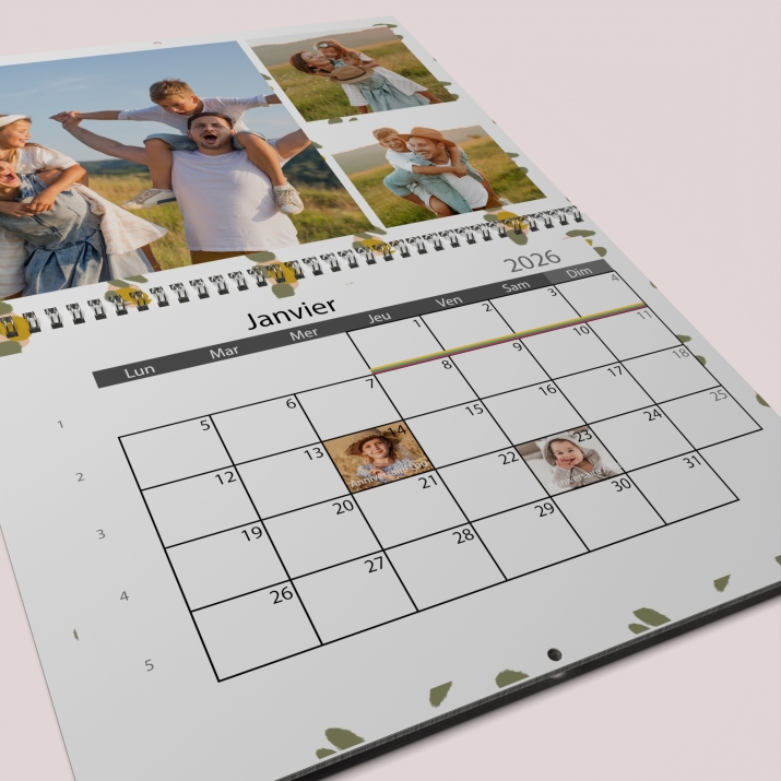 Calendrier photo mural double