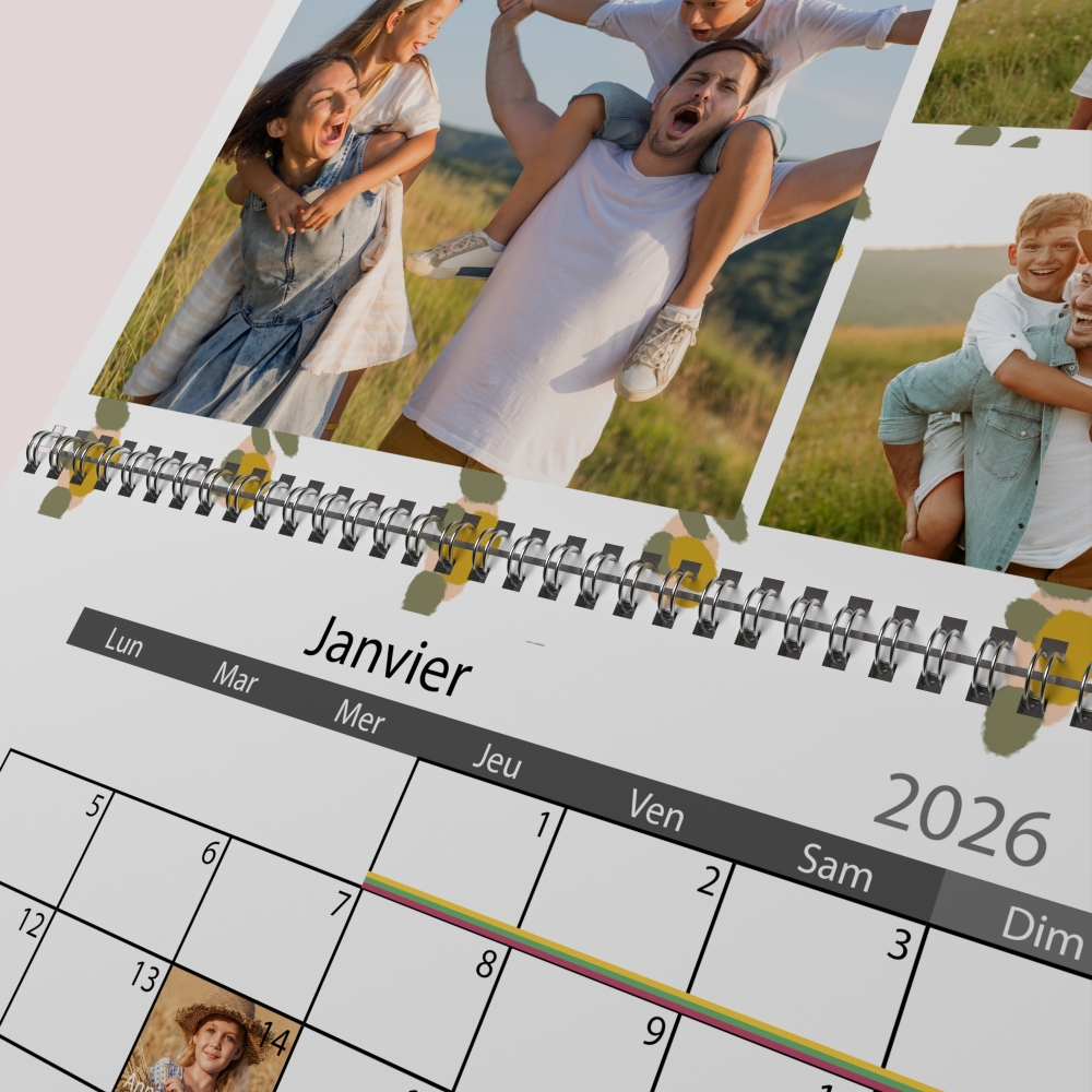 Calendrier photo mural double