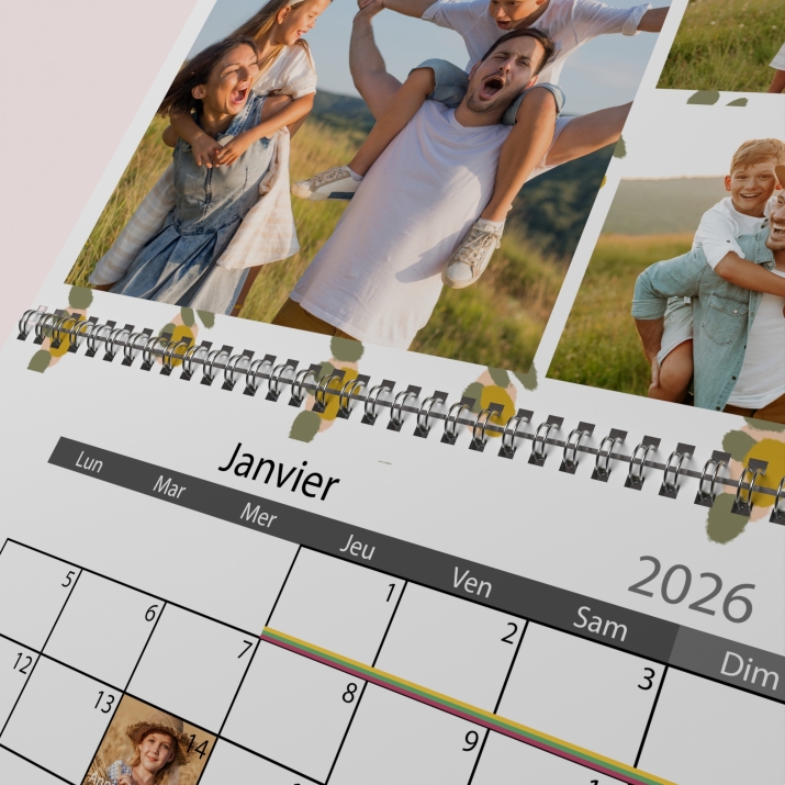 Calendrier photo mural double