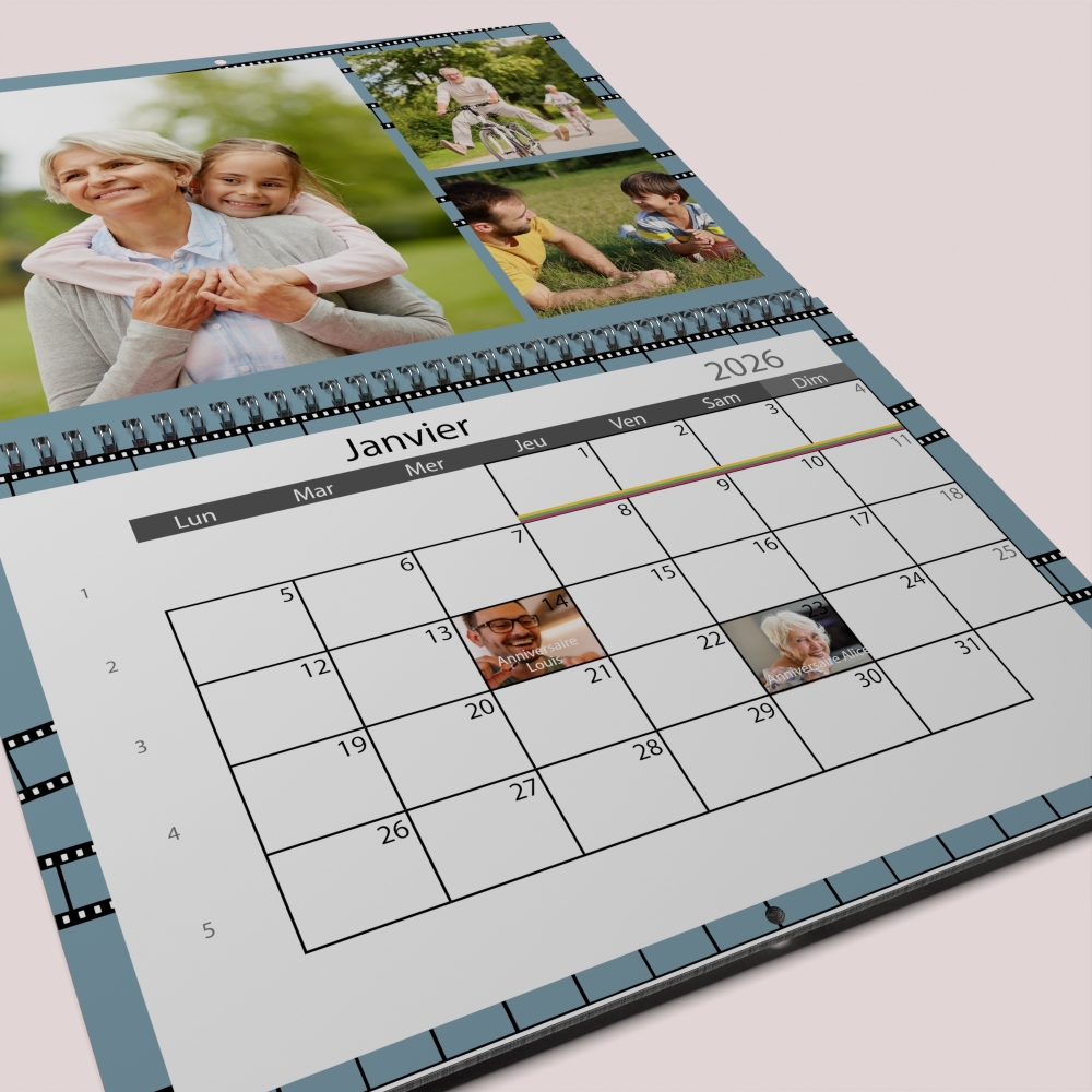 Calendrier photo mural double