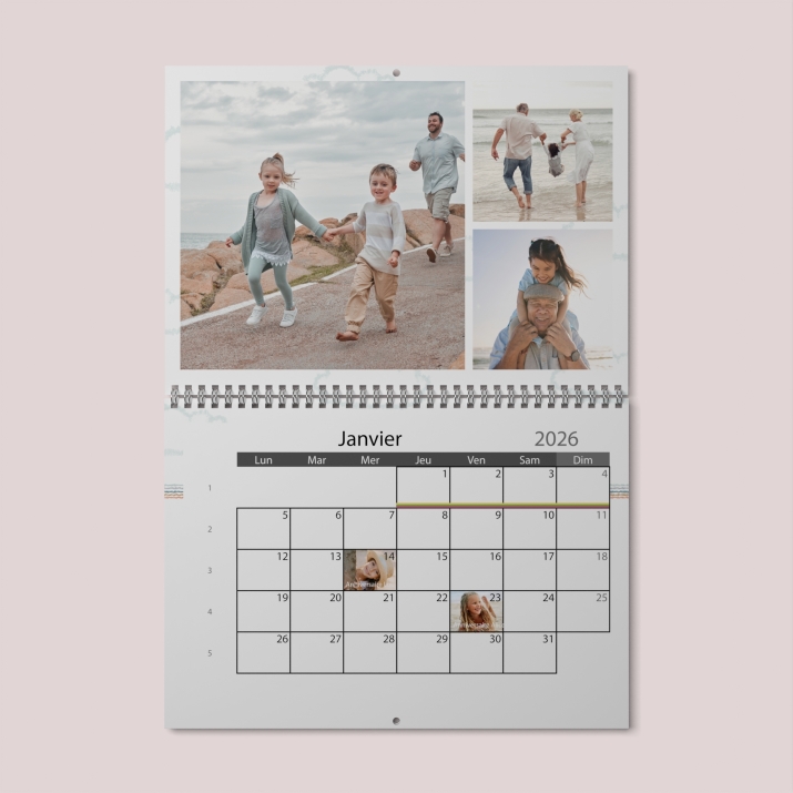 Calendrier photo mural double