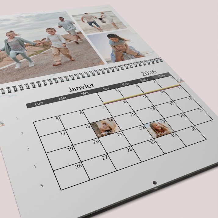 Calendrier photo mural double