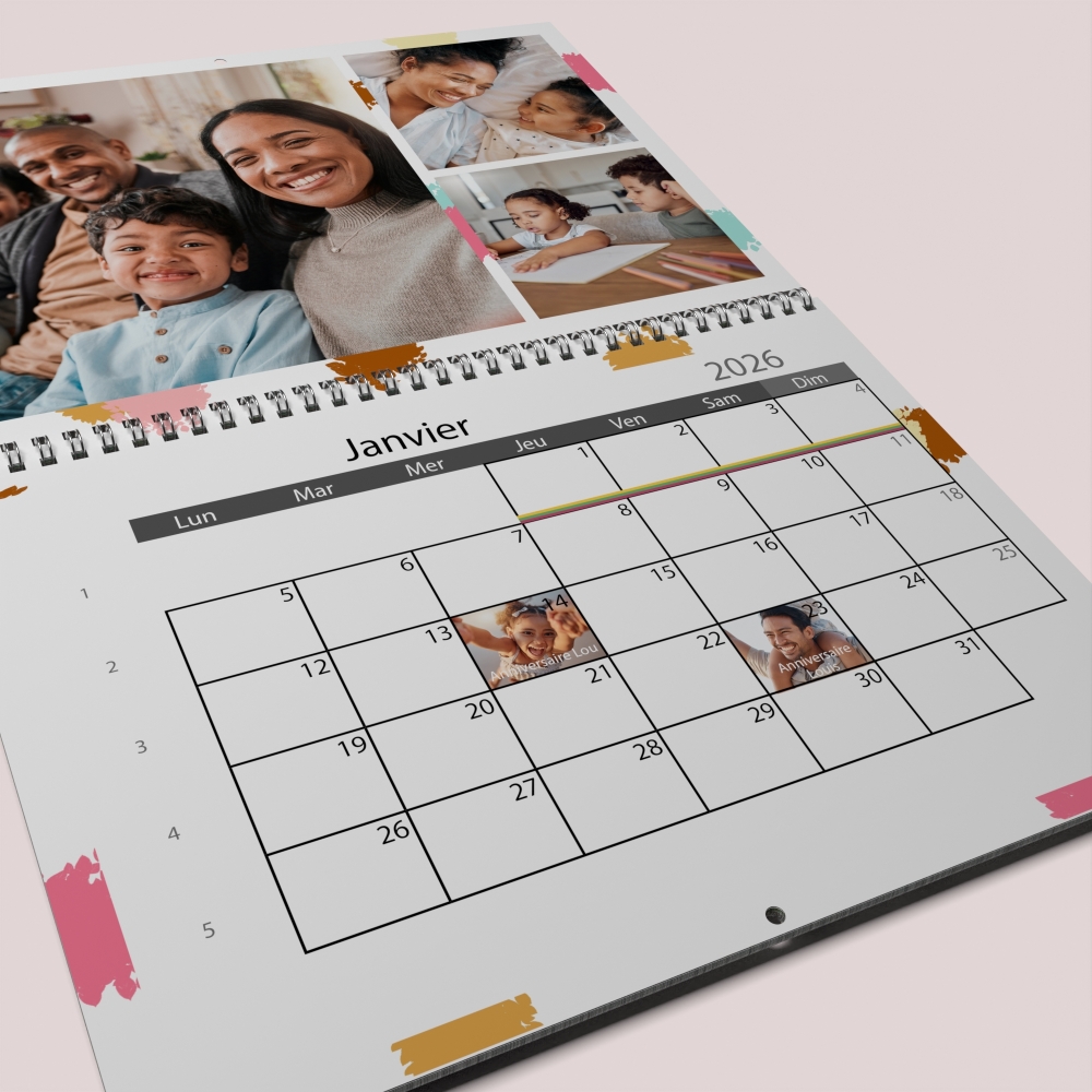 Calendrier photo mural double