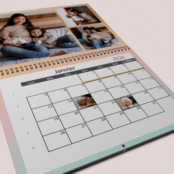 Calendrier photo mural double