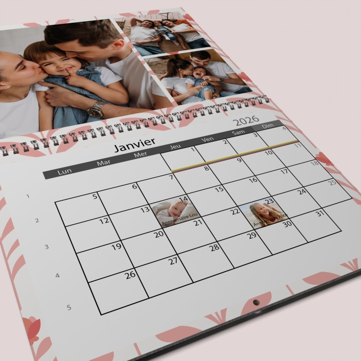 Calendrier photo mural double