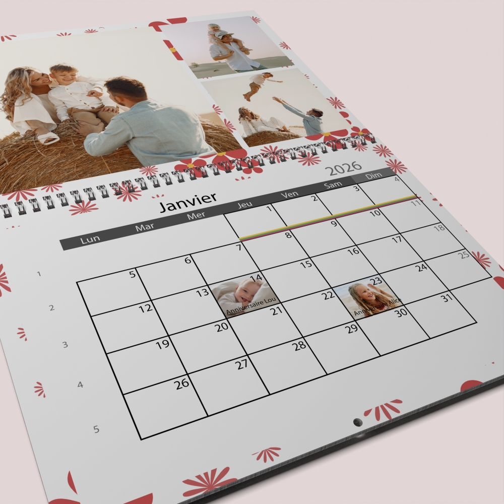 Calendrier photo mural double