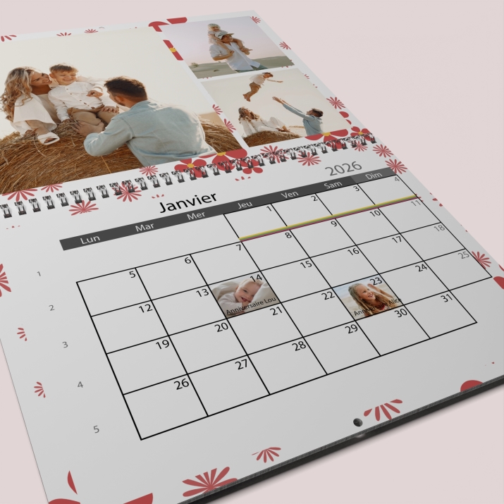 Calendrier photo mural double