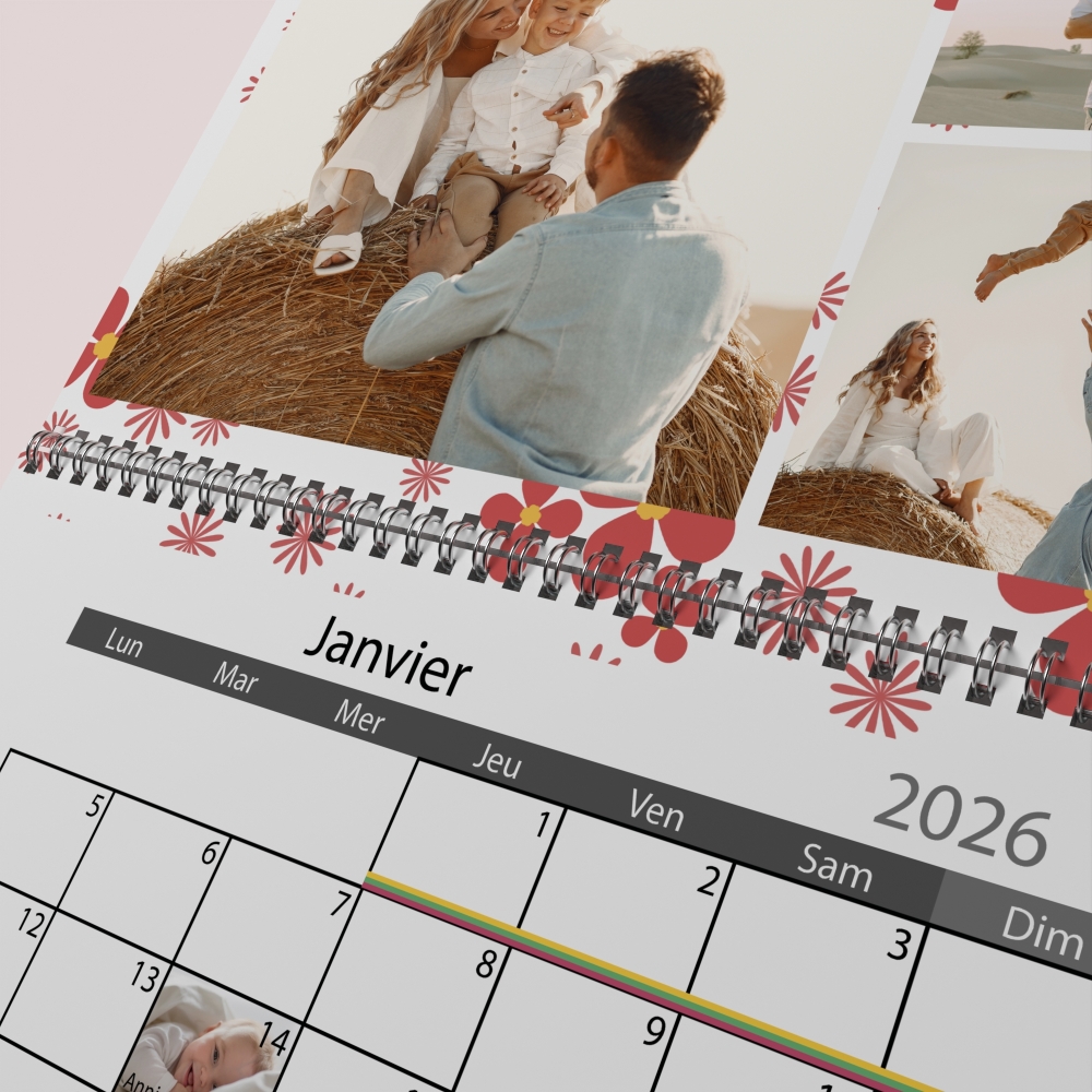 Calendrier photo mural double