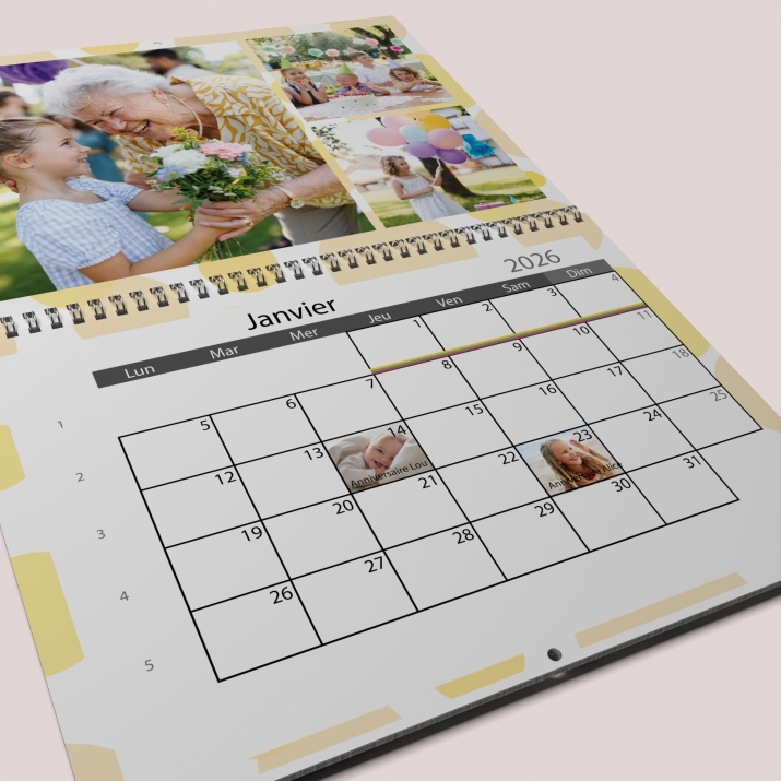 Calendrier photo mural double