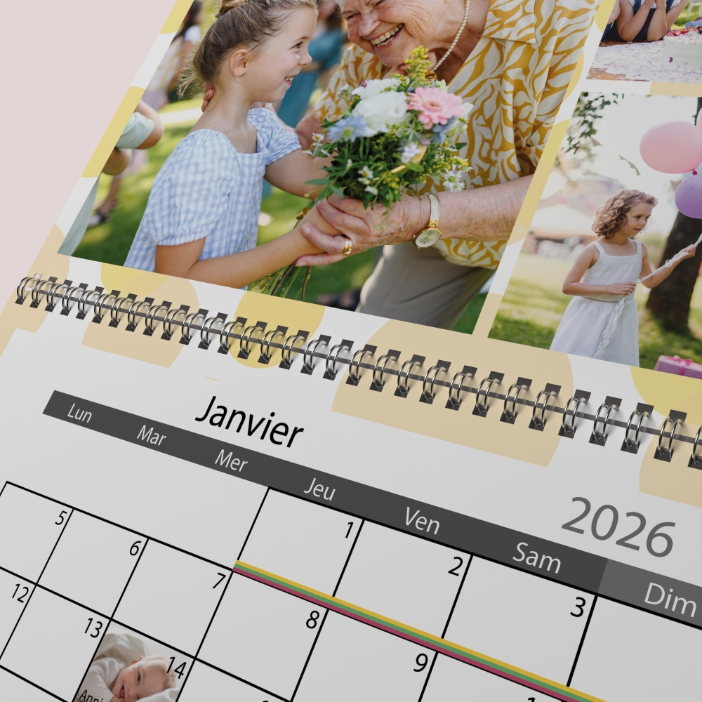Calendrier photo mural double
