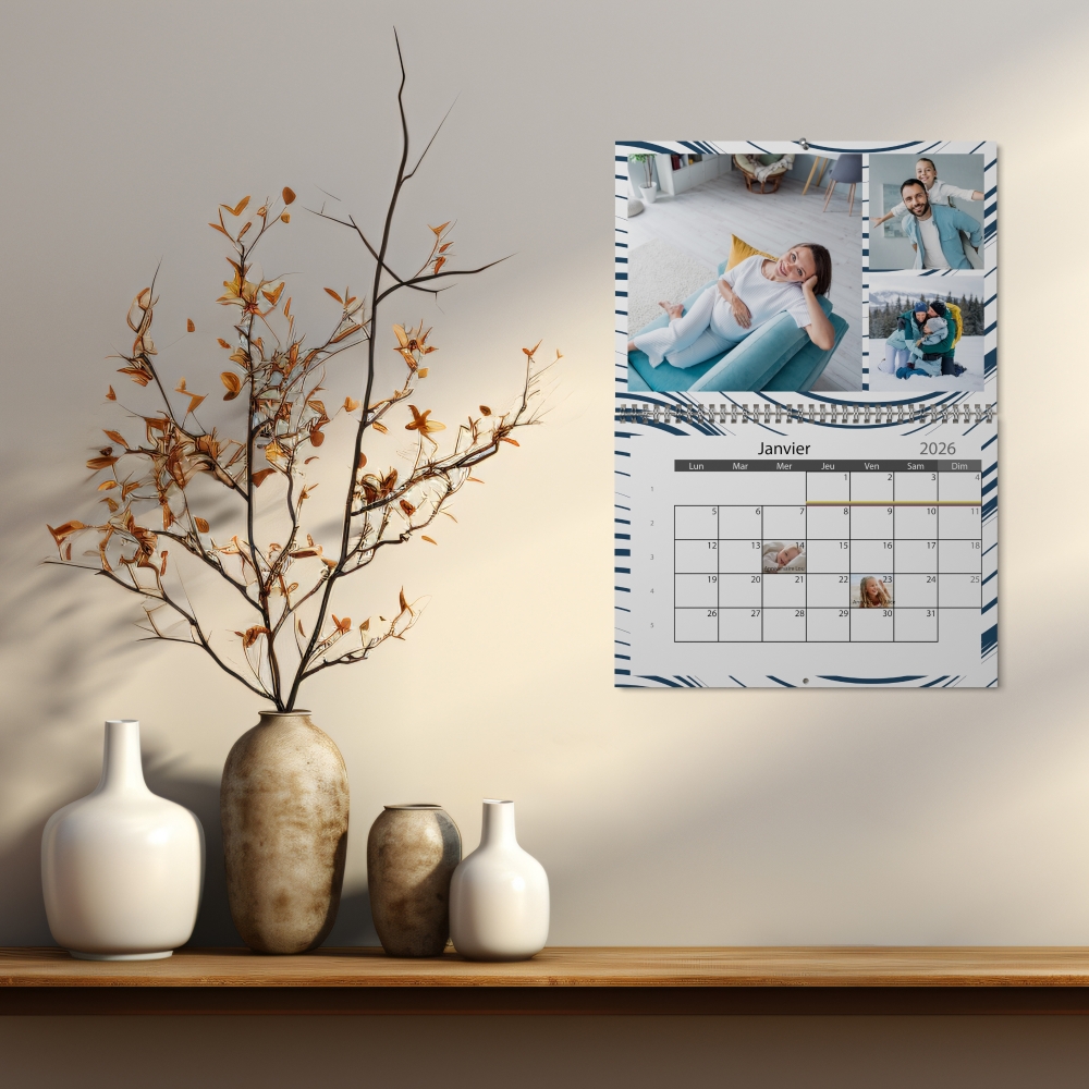 Calendrier photo mural double