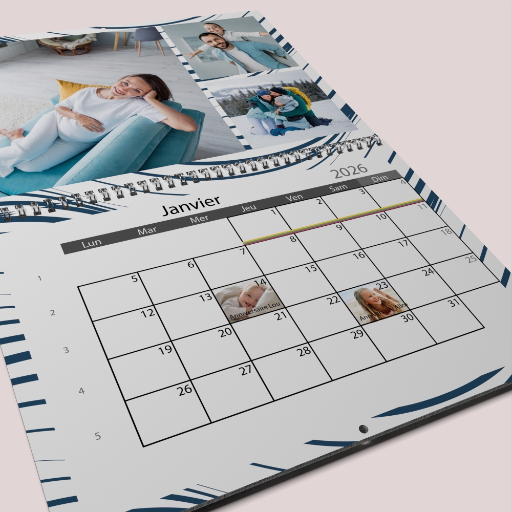 Calendrier photo mural double