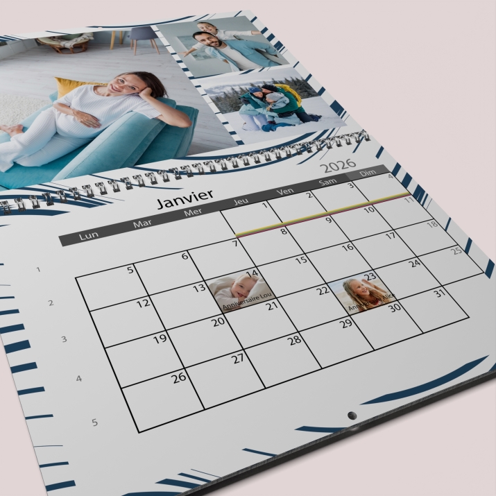 Calendrier photo mural double