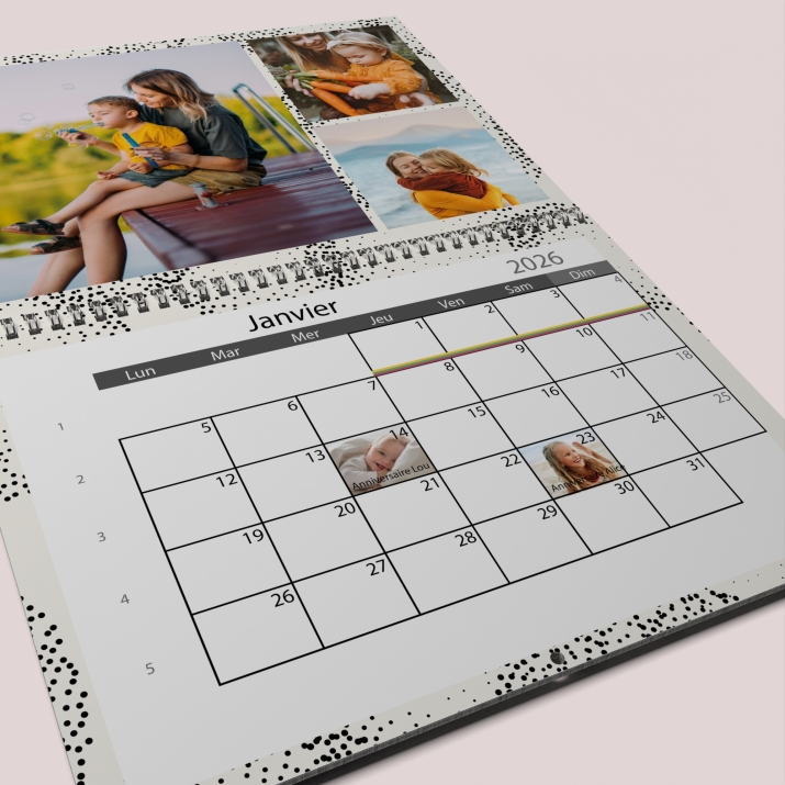 Calendrier photo mural double