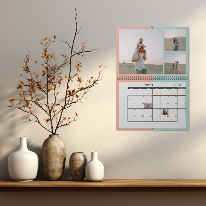 Calendrier photo mural double