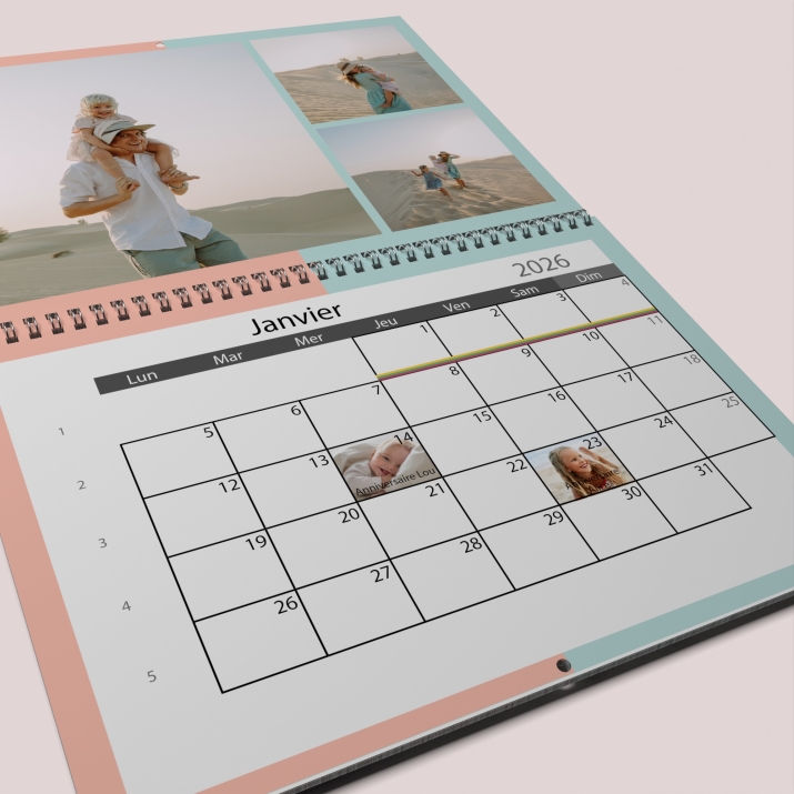 Calendrier photo mural double