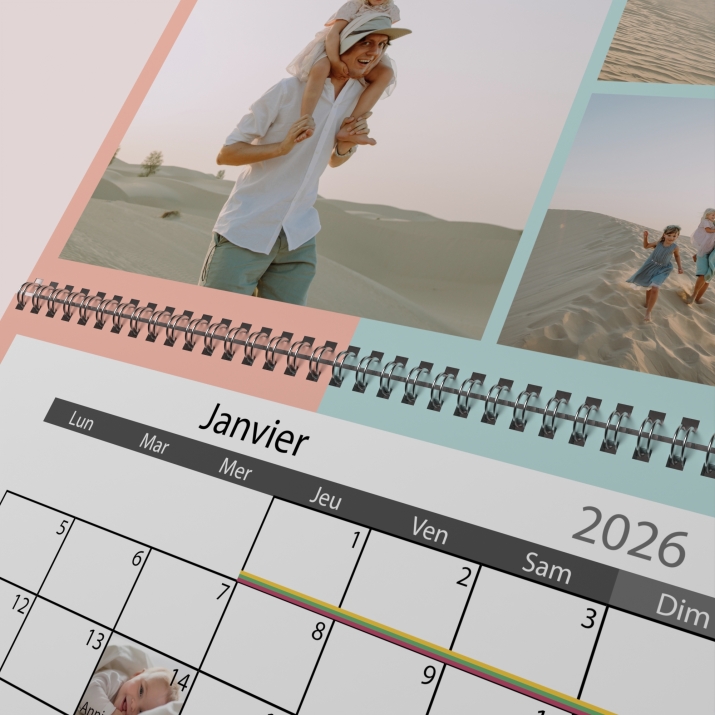 Calendrier photo mural double