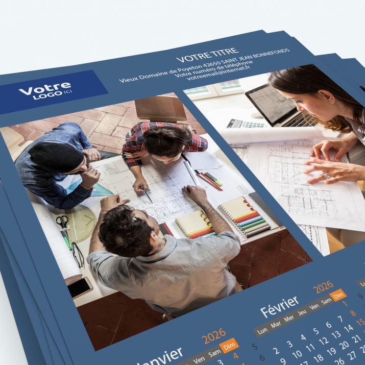 Calendrier Magnet (Aimanté) - Nombre de photos, logos et texte illimité