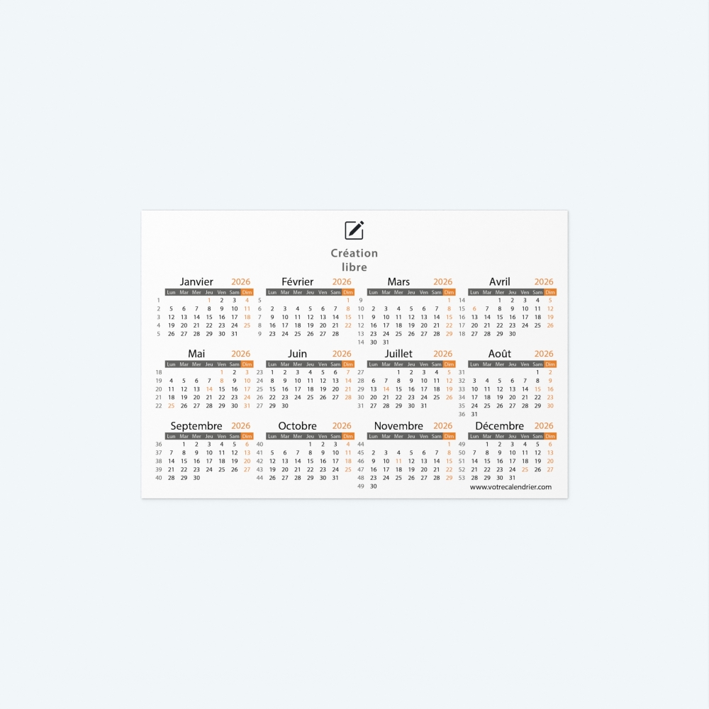 Calendrier Magnet mini (aimanté)