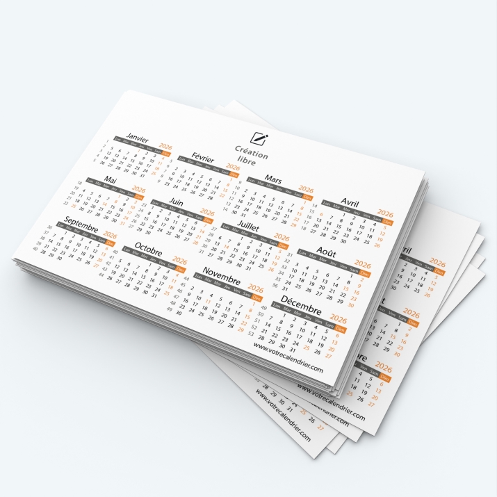 Calendrier Magnet mini (aimanté) - Grille calendaire personnalisable