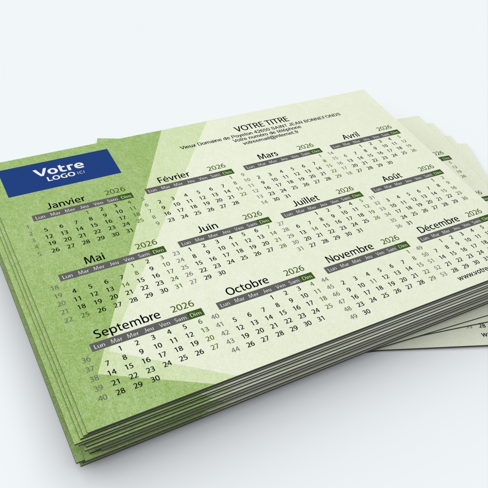 Calendrier Magnet mini (aimanté) - Nombre de photos, logos et texte illimité