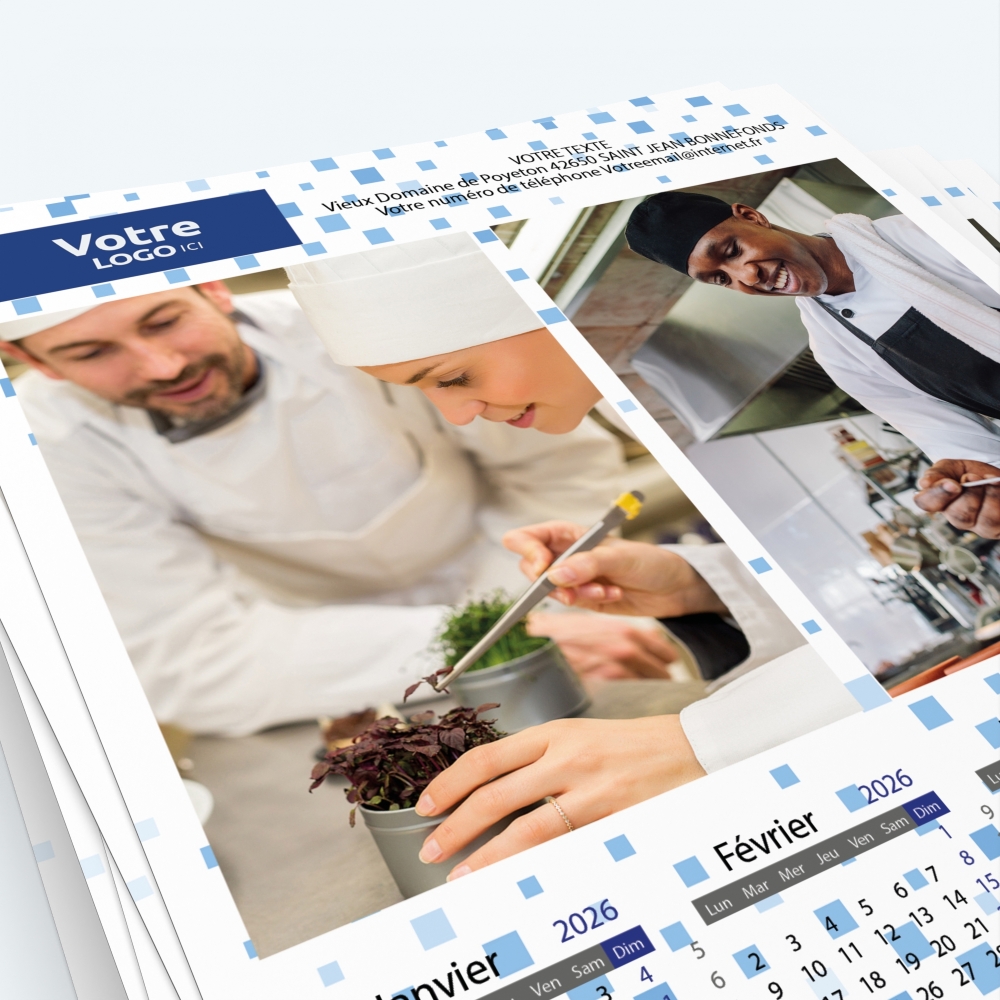 Calendrier Magnet (Aimanté) - Nombre de photos, logos et texte illimité