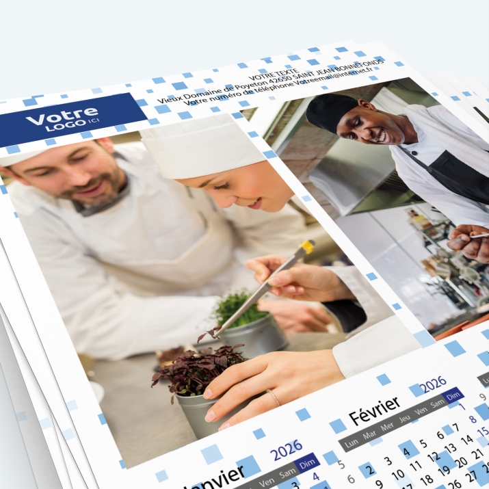 Calendrier Magnet (Aimanté) - Nombre de photos, logos et texte illimité