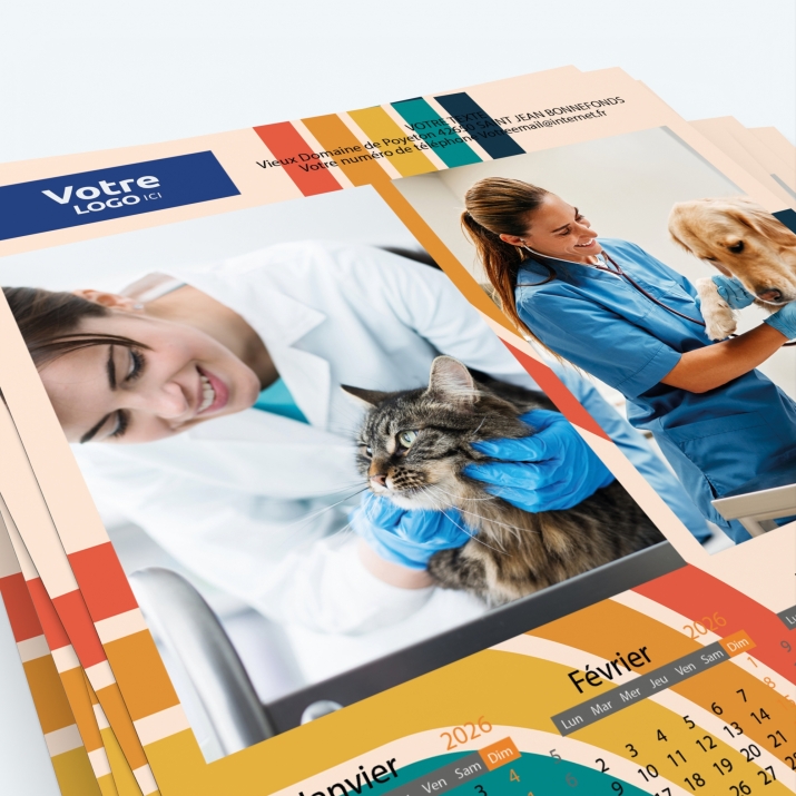 Calendrier Magnet (Aimanté) - Nombre de photos, logos et texte illimité